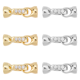 6 наборы 2 цвета латунь микропаве кубический цирконий застежки-защелки