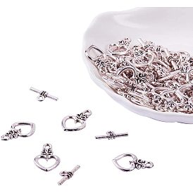 Tibetan Style Alloy Toggle Clasps, Made of Zinc Alloy, Heart