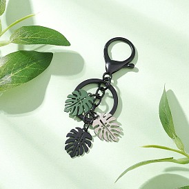 Брелки из окрашенного в массе сплава, лист, с карабин-лобстерами 