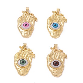 Colgantes de latón, con cabujones oculares de resina, larga duración plateado, real 18 k chapado en oro