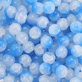 3нити потрескивающие, выпеченные, окрашенные, имитация нефрита, стеклянные бусины, два тона, круглые