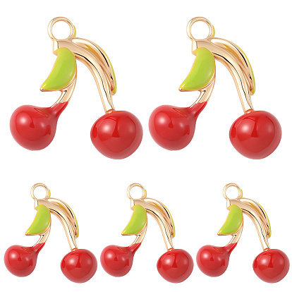 14 шт. Латунные подвески, с эмалью, вишня, красные, без никеля 