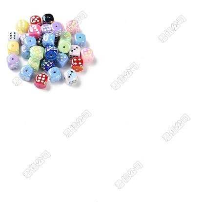 10 pcs perlas de esmalte acrílico iridiscente arcoíris con revestimiento uv, dados
