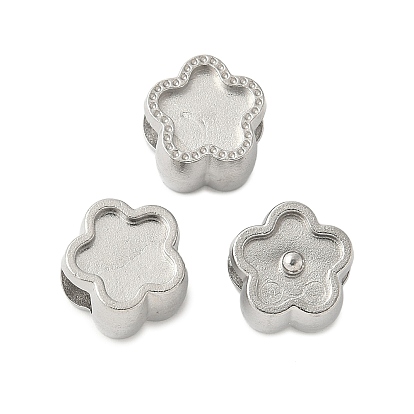 304 из нержавеющей стали европейские шарики, оправы кабошонов для эмали, большое отверстие шарик, цвет нержавеющей стали