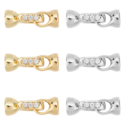 6 наборы 2 цвета латунь микропаве кубический цирконий застежки-защелки