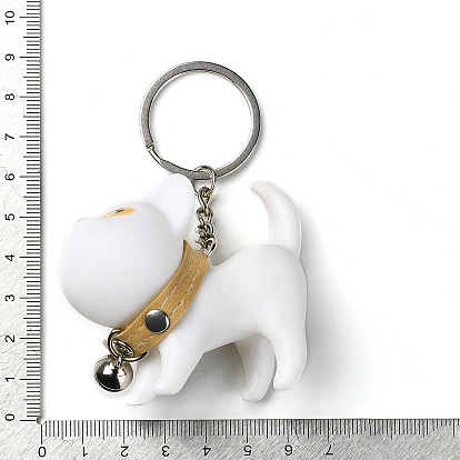 Resin Keychains, with PU Leather Decor and Alloy Split Rings, Cat Shape