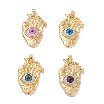 Colgantes de latón, con cabujones oculares de resina, larga duración plateado, real 18 k chapado en oro
