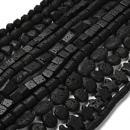 Бусы из натуральной лавы, колонна/куб/прямоугольник/рис/звезда/овал/плоский круг