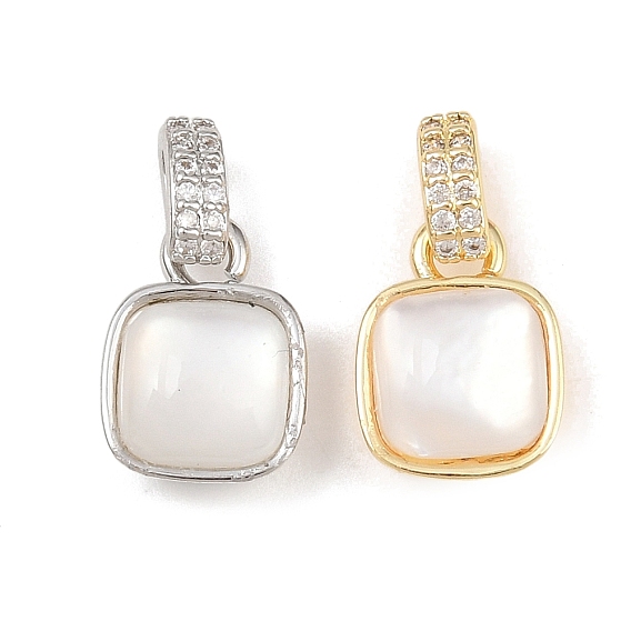 Латунные микро проложить кубического циркония подвески, с оболочкой, квадратный