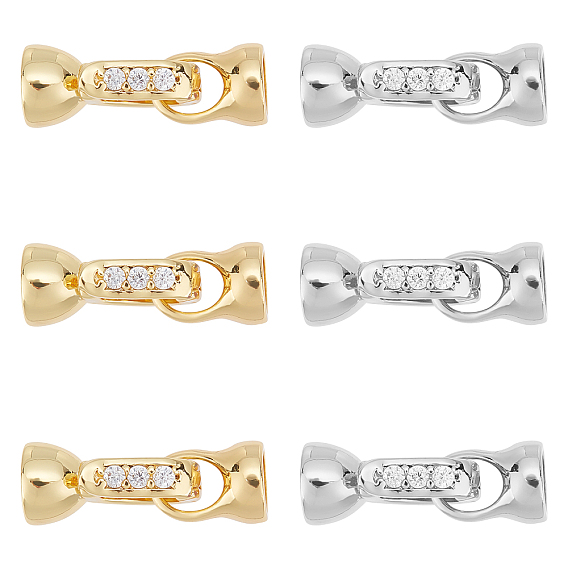 6 наборы 2 цвета латунь микропаве кубический цирконий застежки-защелки