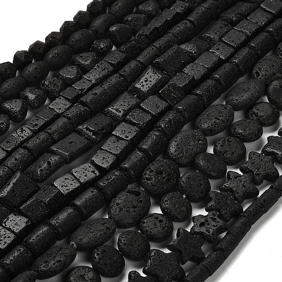 Бусы из натуральной лавы, колонна/куб/прямоугольник/рис/звезда/овал/плоский круг