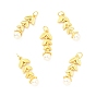 ABS Plastic Imitation Pearl Pendants, with Brass Findings and Jump Rings, Cadmium Free & Lead Free, Leaf & Round