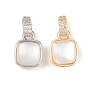 Латунные микро проложить кубического циркония подвески, с оболочкой, квадратный