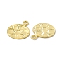 Rack Plating Brass Charms, Long-Lasting Plated, Cadmium Free & Nickel Free & Lead Free, Flat Round Charm