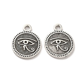 Tibetan Style Alloy Pendants, Flat Round with Egyptian Eye of Horus Charm