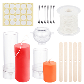 Olycraft diy инструменты для изготовления свечей, с пластиковыми формами для свечей, экологичный фитиль для свечи, железные заколки для волос простая шпилька, бумажные наклейки и палочки для мороженого из березы