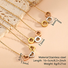 304 Stainless Steel Tri-Color Pendant Necklaces for Women, Rose Gold
