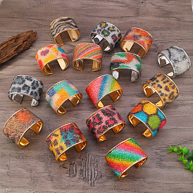 Цветные железные браслеты-манжеты с узором из страз для женщин, золотой свет