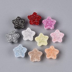 Opaque Acrylic Beads, Star, with Rhinestone