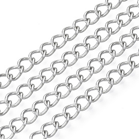 304 Stainless Steel Curb Chains, Unwelded, with Spool
