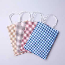 Kraftpapiersäcke, mit Griffen, Geschenk-Taschen, Einkaufstüten, Rechteck, Tartanmuster