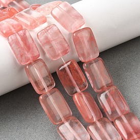 Вишневого кварца стеклянные бусы пряди, прямоугольные
