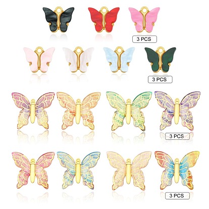 Light Gold Plated Acrylic Pendants, Butterfly