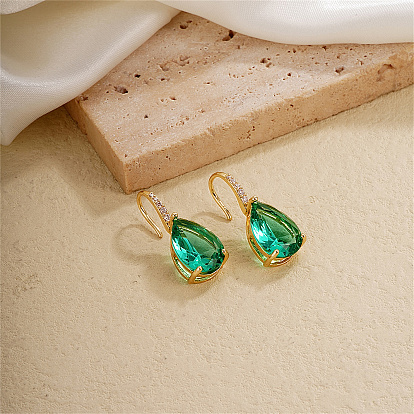 Серьги-капли из латуни, с кубического циркония