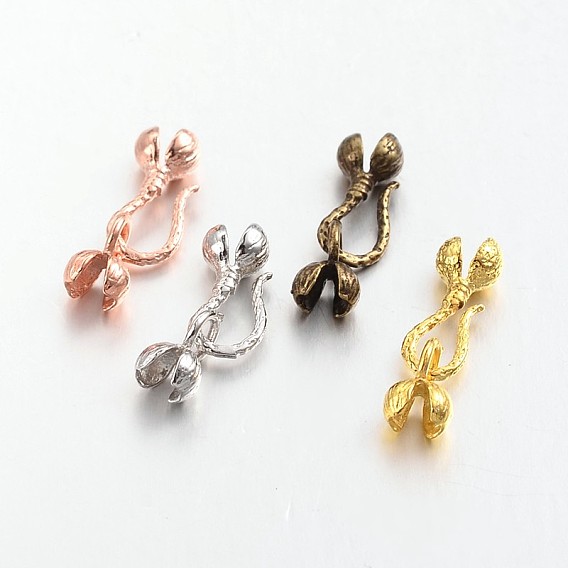 Brass Hook and S-Hook Clasps, Flower, Lead Free & Cadmium Free
