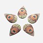 Iron Pendants, Printed, Frosted, Teardrop, Golden
