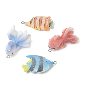 Подвески из флокированной смолы, рыба, с платиновыми железными петлями