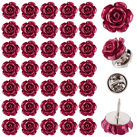 50pcs broches en laiton, avec la fleur de résine, platine