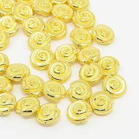 Perles en alliage de style tibétain, sans plomb et sans cadmium, escargot, environ 14 mm de diamètre, épaisseur de 7mm, Trou: 1mm