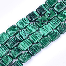 Perles synthétiques malachite brins, rectangle