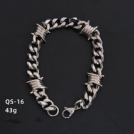 Хип-хоп 304 браслеты из кубинских цепей из нержавеющей стали для мужчин и женщин, с шипами из цинкового сплава