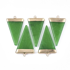 Гальванические камни большие кулоны, с железной фурнитурой, треугольные, золотые