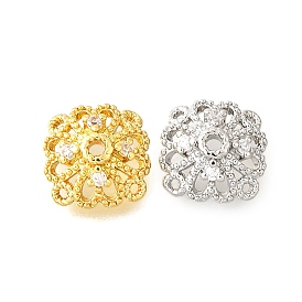 Колпачки для бусин из прозрачного кубического циркония в форме цветка из латуни, долговечный, без кадмия и без свинца, стойки покрытие