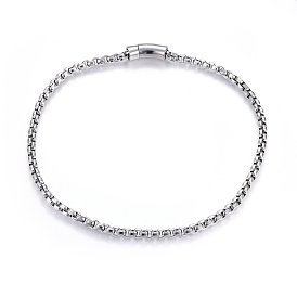 304 Stainless Steel Box Chain Necklaces, with Bayonet Clasps