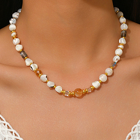 Элегантные натуральные ракушки самородки бусины ожерелья для женщин, золотые