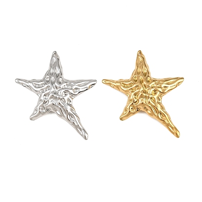 304 colgantes de acero inoxidable, dijes de estrella de mar martillados