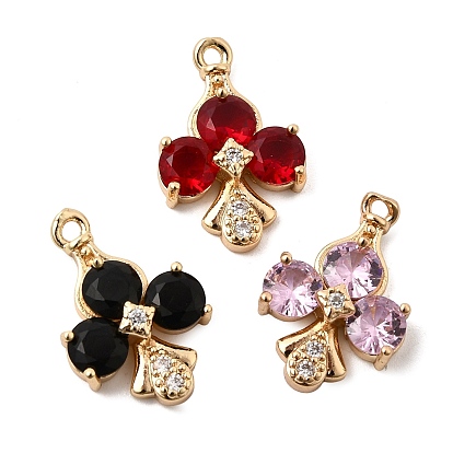 Латунные микро проложить кубического циркония подвески, игральная карта с подвесками в виде треф, со стеклом, долговечный, золотые