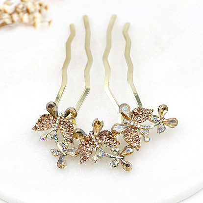 Butterfly Rhinestone Hair Comb for Women, Headpiece Hair Accessory Clip Pin Jewelry