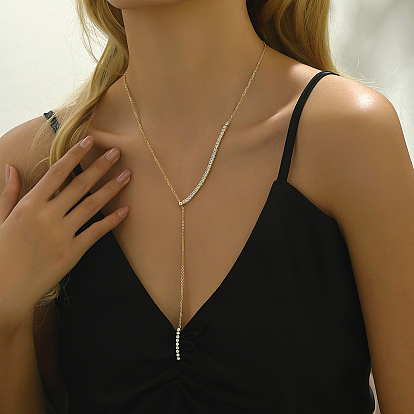 Y-образные ожерелья из латуни с микропаве из прозрачного кубического циркония для женщин, просто и изысканно