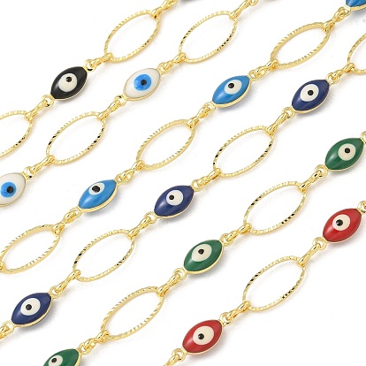 Латунные эмалевые звенья цепи, долговечный, несварные, реальный 18 k позолоченный, овал с сглаза