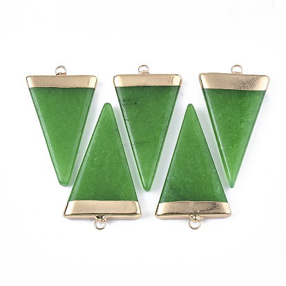 Гальванические камни большие кулоны, с железной фурнитурой, треугольные, золотые