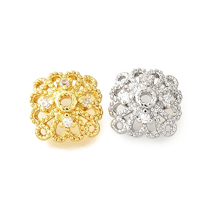 Колпачки для бусин из прозрачного кубического циркония в форме цветка из латуни, долговечный, без кадмия и без свинца, стойки покрытие