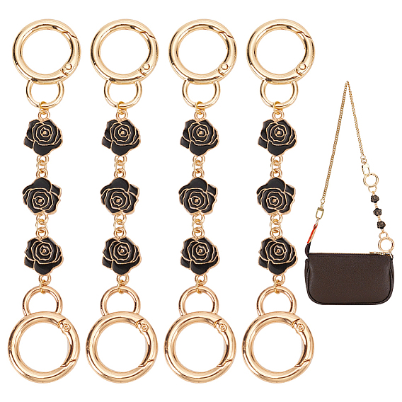 Удлинители ремешка для сумки с цветочным звеном из сплава эмали, Сплав с застежкой, роза