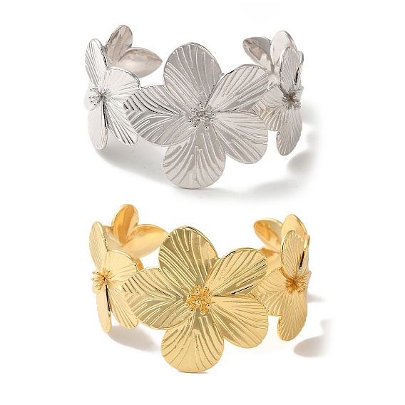 Браслеты-манжеты с открытым цветком из латуни с покрытием стойки, без кадмия и без свинца, долговечный