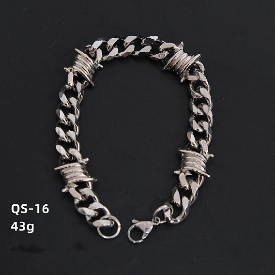 Хип-хоп 304 браслеты из кубинских цепей из нержавеющей стали для мужчин и женщин, с шипами из цинкового сплава