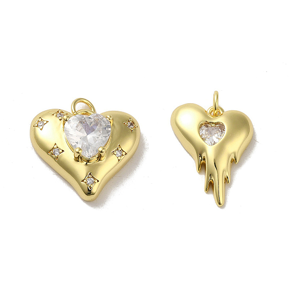 Подвеска из латуни с микропаве из прозрачного кубического циркония, долговечный, без свинца и без кадмия, сердце